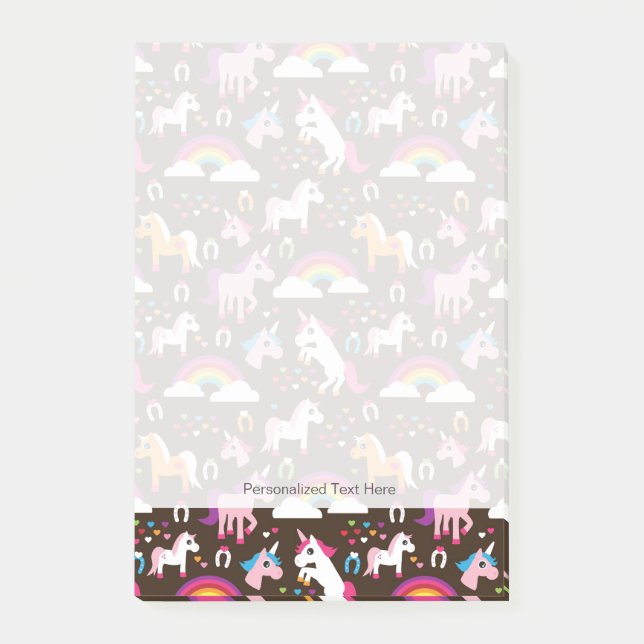 Einhornregenbogen scherzt Hintergrundpferd Post-it Klebezettel (Vorderseite)