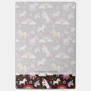 Einhornregenbogen scherzt Hintergrundpferd Post-it Klebezettel