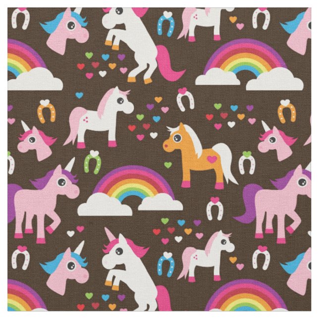 Einhornregenbogen scherzt Hintergrundpferd Stoff (Nahaufnahme)