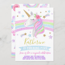 Einhornregenbogengeburtstags-Einladungs-Aquarell
