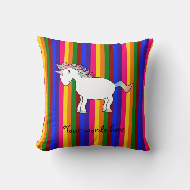 Einhornregenbogenstreifen Kissen (Vorderseite)