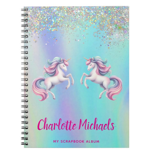 Einhornrosa lila holografische Rückkehr zur Schule Notizblock (Vorderseite)