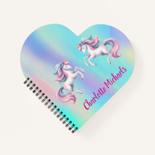 Einhornrosa lila holografische Rückkehr zur Schule Notizbuch