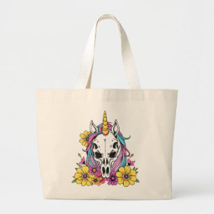 Einhornschädel Blumen Pastell Goth Soft Grunge Got Jumbo Stoffbeutel