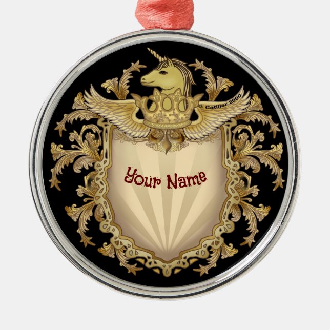 Einhornschild Ornament Aus Metall (Vorne)