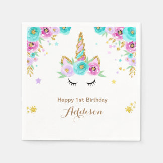 Einhornservietten mit Blume Serviette