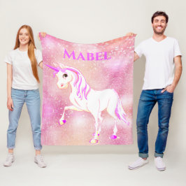 Einhornter Glitzer Magisches Rosa Niedlich Persönl Fleecedecke