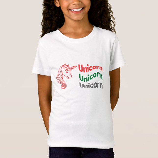 Einhornter T - Shirt für Mädchen. (Vorderseite)