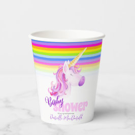 Einhornwasserfarbe und Regenbogenbaby-Duschbecher Pappbecher