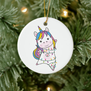 Einhornweihnachtschnee Wintertiere Einhorn Adu Keramik Ornament