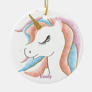 Einhornweihnachtsfest Personalisiert Keramik Ornament