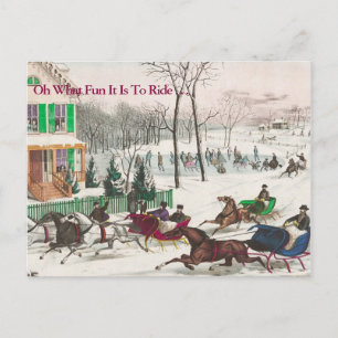 Einhufer-Offener-Schlitten Vintage-Weihnachten Postkarte