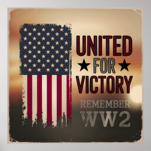 Einig für den Sieg WWII Amerikanische Flagge Patri Poster
