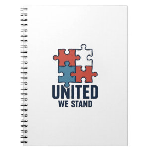 Einig stehen wir Puzzle-Teil Patriotisches Shirt-D Notizblock