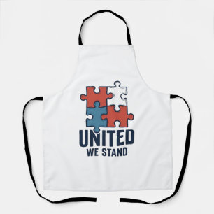 Einig stehen wir Puzzle-Teil Patriotisches Shirt-D Schürze