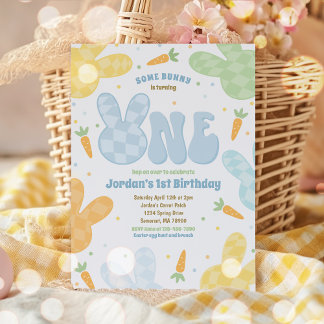 Einige Bunny 1. Geburtstag Modernes Sonniges Party Einladung