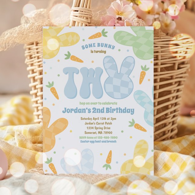 Einige Bunny 2. Geburtstag Modernes Bunny Party Einladung (Von Creator hochgeladen)