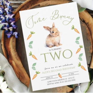 Einige Bunny 2. Geburtstagseinladung an der Grenze Einladung