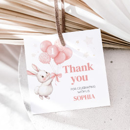 Einige Bunny Balloon Birthday Party Square Geschenkanhänger