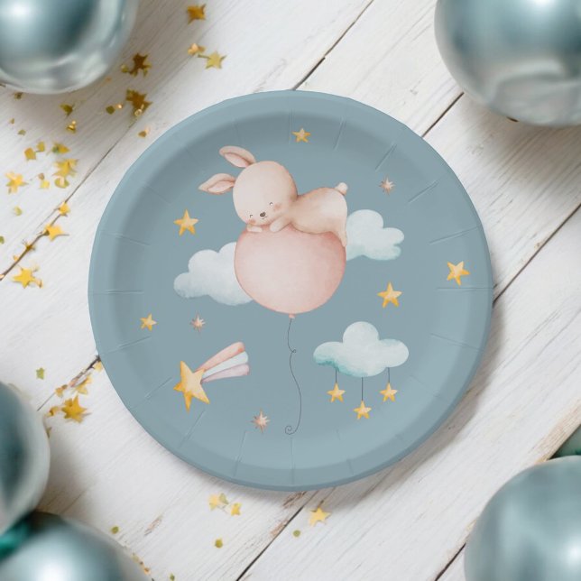 Einige Bunny Balloon & Shooting Star Baby Dusche Pappteller (Von Creator hochgeladen)