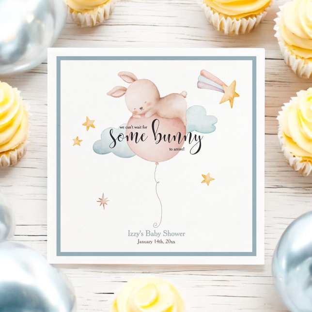 Einige Bunny Balloon & Shooting Star Baby Dusche Serviette (Von Creator hochgeladen)