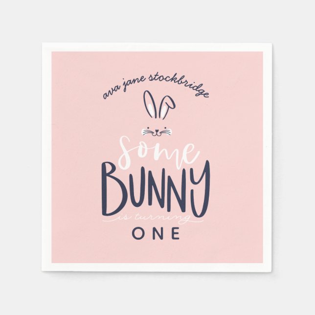 EINIGE BUNNY BIRTHDAY PARTY NAPKINS SERVIETTE (Vorderseite)
