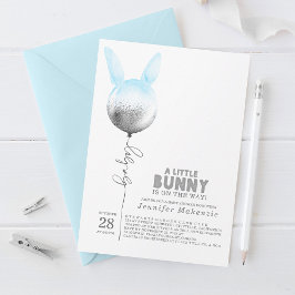 Einige Bunny Blue Balloon Elegante Spring Baby Dus Einladung