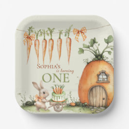 Einige Bunny Carrot 1. Geburtstag Wasserfarbe Pappteller