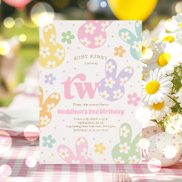 Einige Bunny Daisy Floral Pastel Frühling 2. Gebur Einladung