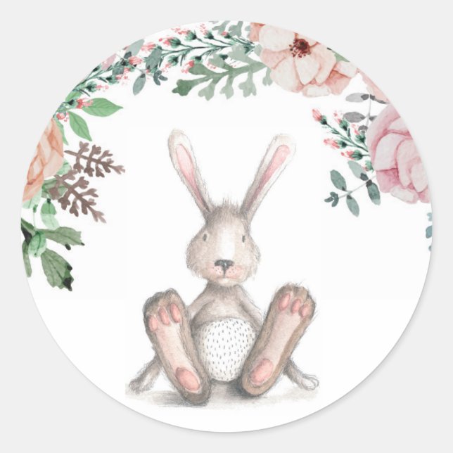 Einige Bunny Floral Sticker (Vorderseite)
