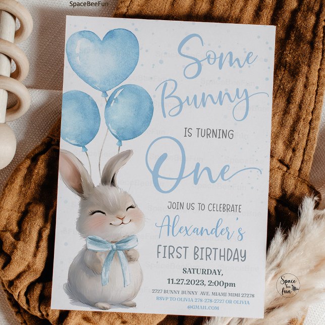 Einige Bunny ist ein Bow Bunny 1. Birthda Einladung (Some Bunny is One, 1st Birthday Invitation, Bow Bunny Birthday, Bunny Theme Party, First Birthday Gi)