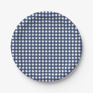 Einige Bunny ist One blue Gingham Birthday Pappteller
