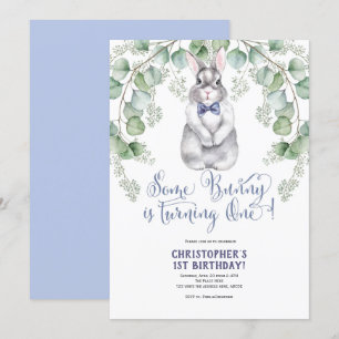 Einige Bunny ist One, Wasserfarbe, Kaninchen, Grün Einladung