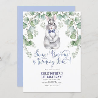Einige Bunny ist One, Wasserfarbe, Kaninchen, Grün Einladung