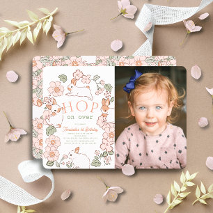 Einige Bunny Lop Lila Lilac Foto 1. Geburtstag Einladung