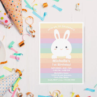 Einige Bunny macht eine Rainbow Birthday Party Einladung