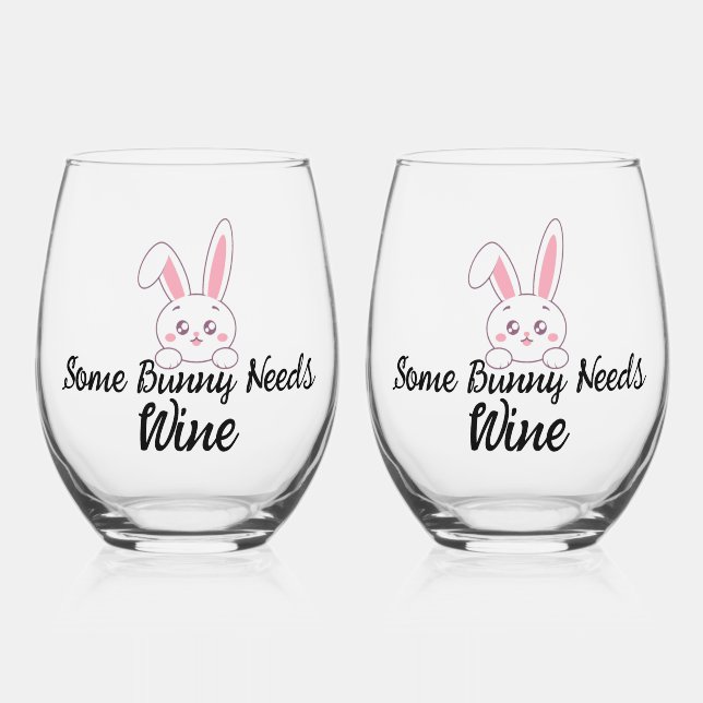 Einige Bunny Needs Wein Weinglas Ohne Stiel (Vorderseite)