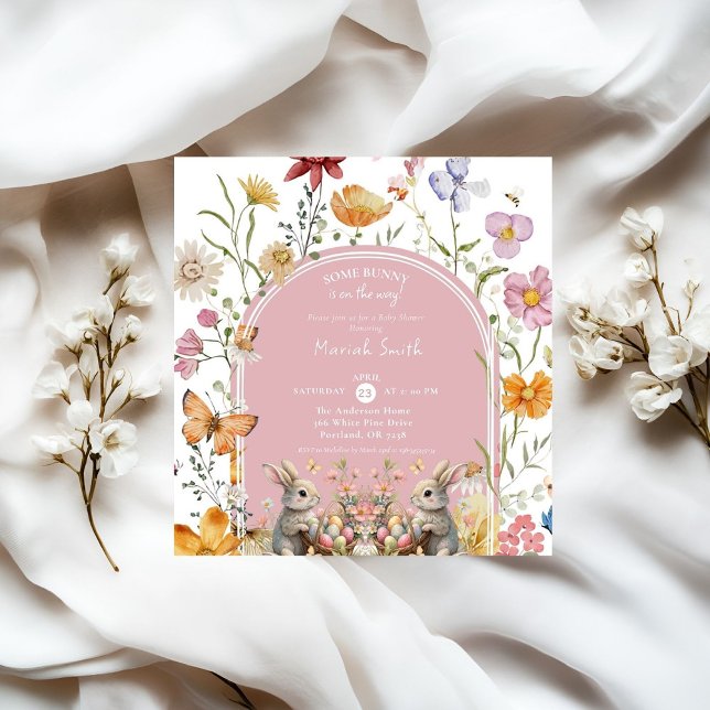 Einige Bunny Oaster Wildblume Kinderdusche Einladung (Von Creator hochgeladen)
