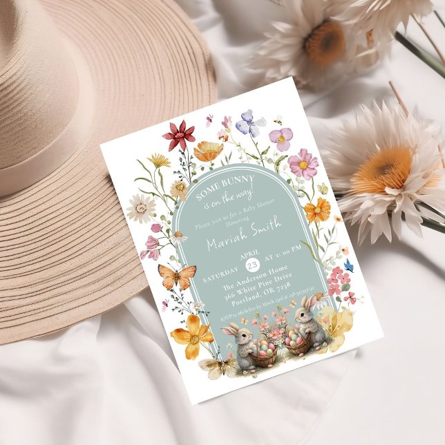 Einige Bunny Oaster Wildblume Kinderdusche Einladung (Von Creator hochgeladen)