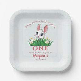 Einige Bunny One Niedlich Rabbit Girls 1. Geburtst Pappteller