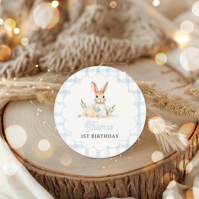 Einige Bunny Pastel Spring Blue Bunny Birthday Gev Runder Aufkleber (Von Creator hochgeladen)