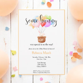 Einige Bunny Watercolor Balloon Bunny Baby Dusche Einladung