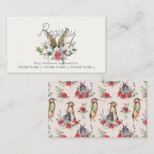 Einige Hasenohren Blumenrosa Geschenkliste Begleitkarte