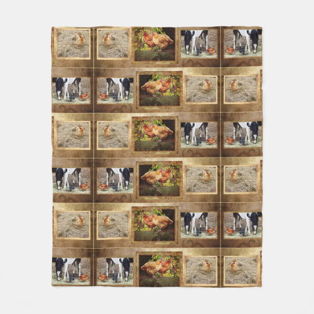 Einige Hühner und eine Pferdedecke Fleecedecke (Vorderseite)