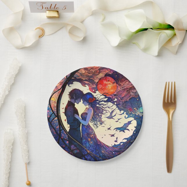 Einige Imitate aus festem Glaspapier Teller (Hochzeit)