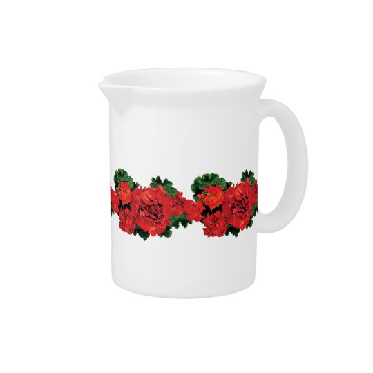 Einige rote Pelargonien Krug