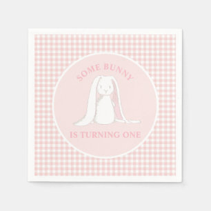 Einige Sonne ist One Pink Gingham Birthday Serviette