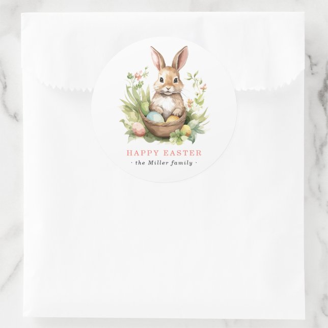 Einige sonnige Lieben | Frühlingsfloraler Osterhas Runder Aufkleber (Tasche)