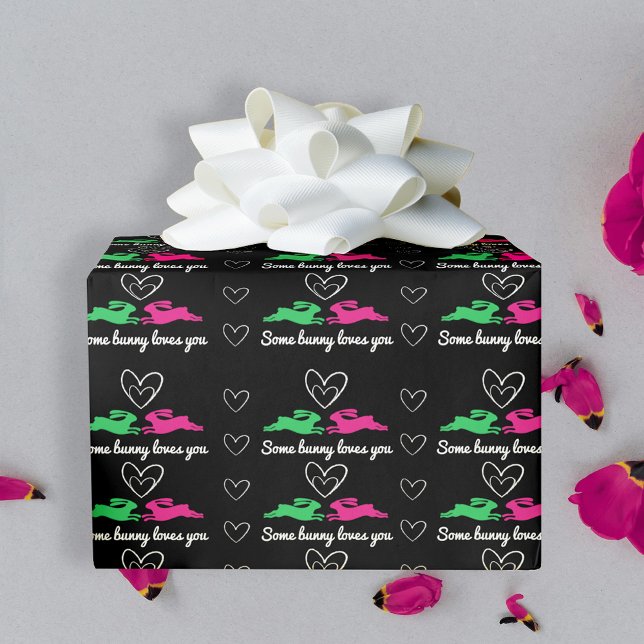 Einige sonnige moderne Niedliche Black Pink Green  Geschenkpapier (Von Creator hochgeladen)