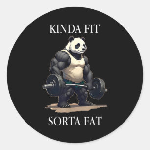 Einigermaßen Fit Etwas Fett Gym Panda Gewichtheben Runder Aufkleber